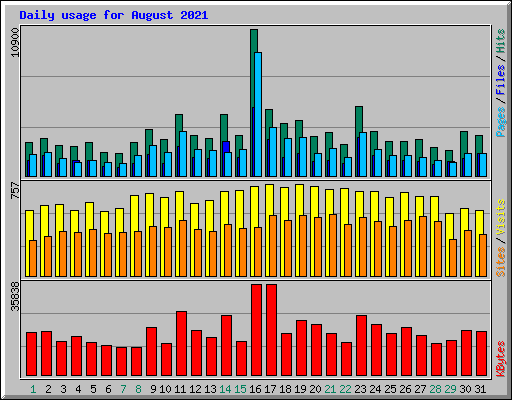 Daily usage for August 2021